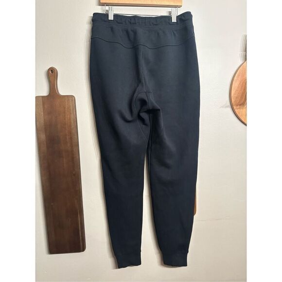 Nike Black Cotton Blend Fleece Tapered Joggers Zipper Ankle Sweatpants Small - Picture 2 of 6